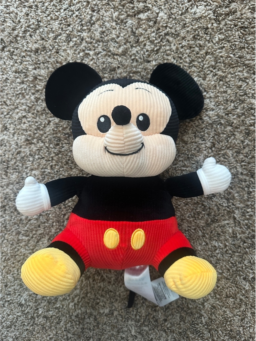 Disney Mickey Mouse Corduroy Plush Stuffed Animal Red Shorts Yellow Shoes 2021